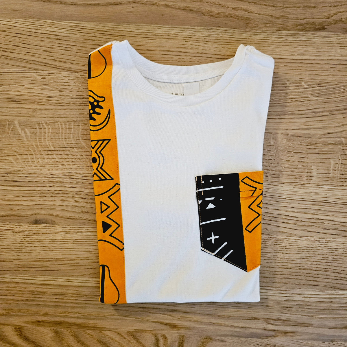 Kids T-shirt with African Ankara Print Detail | 100% cotton-2