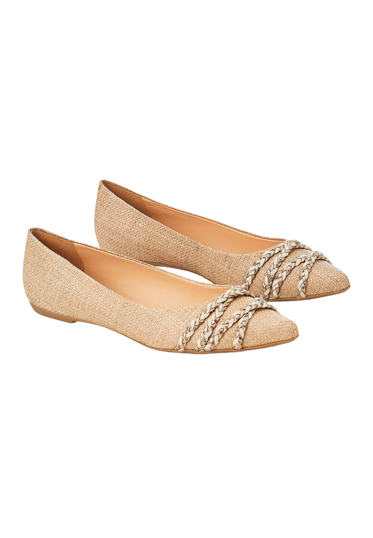 Guarandí Raffia Leather Ballerinas – Natural Beige Flat