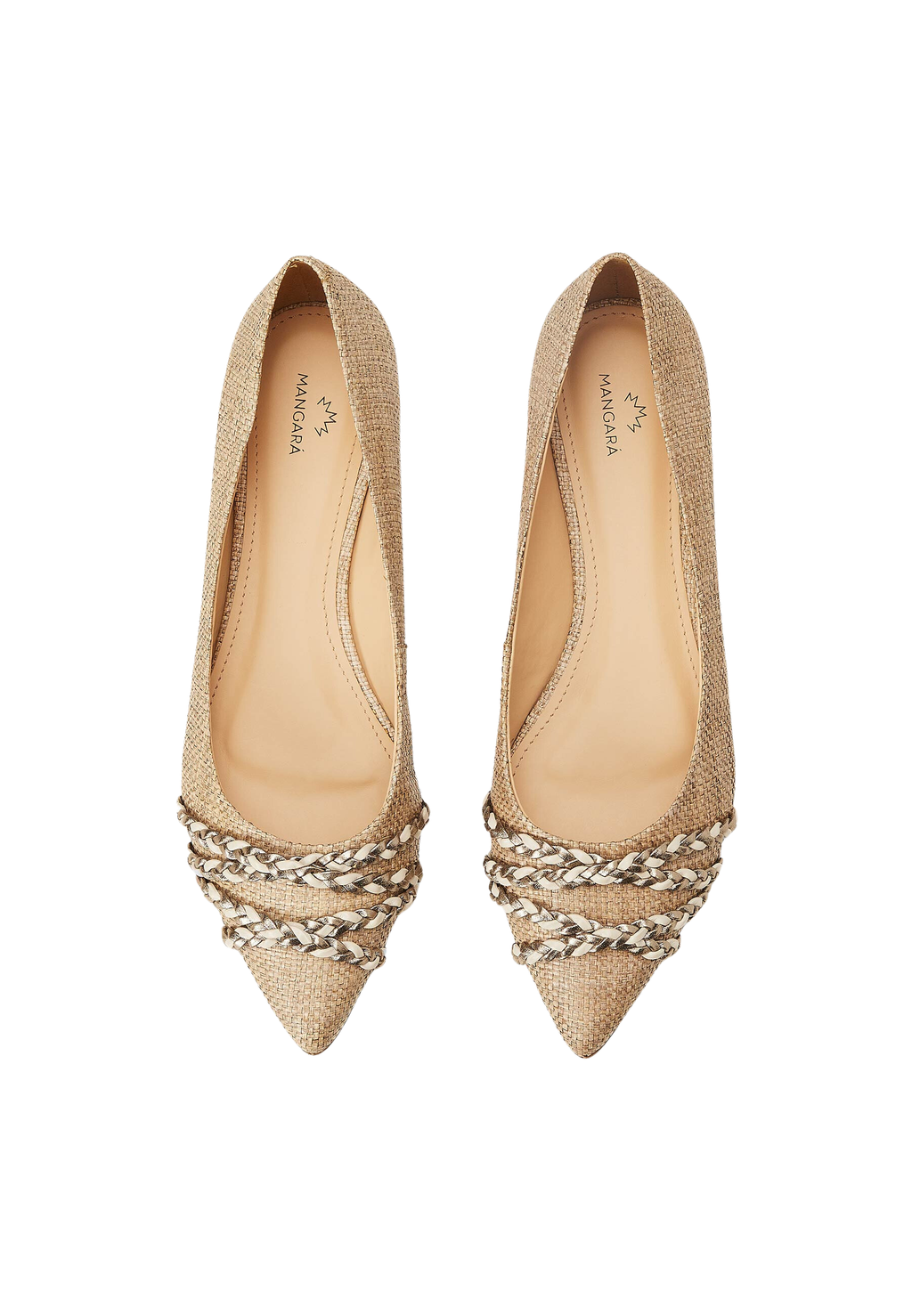 Guarandí Raffia Leather Ballerinas – Natural Beige Flat