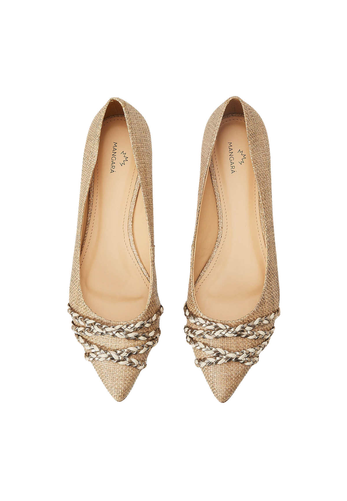 Guarandí Raffia Leather Ballerinas – Natural Beige Flat