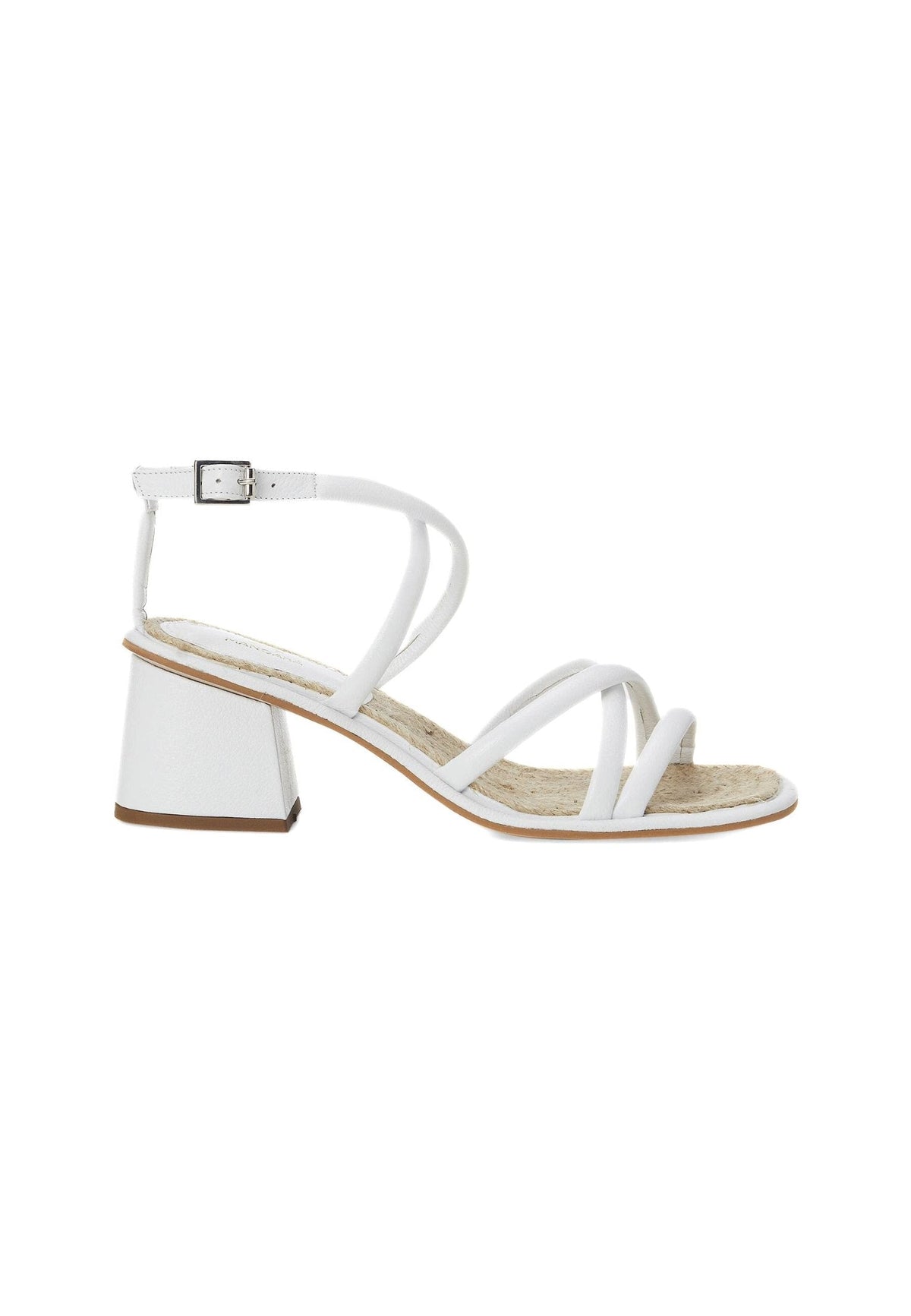 Bromelia White Leather Sandals – 7cm Block Heel