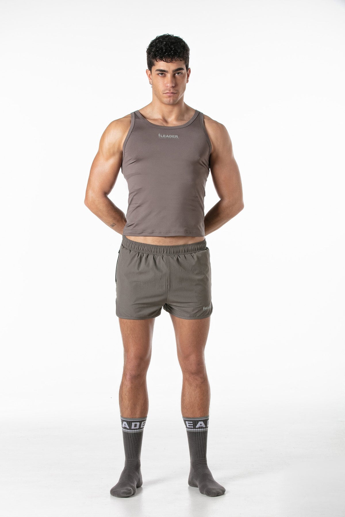 Sports Crop Tank Top Taupe-2
