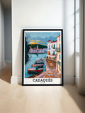 Cadaqués Print - Girona Wall Art - Mediterranean Framed Art - Mediterranean Vintage Poster-0