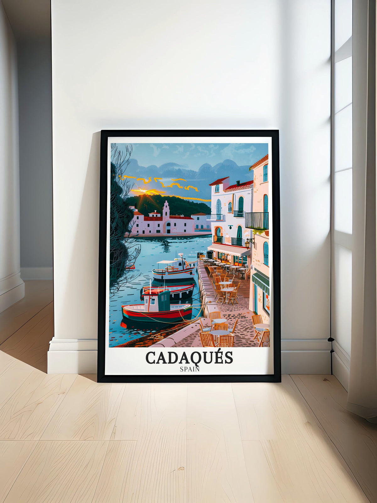 Cadaqués Print - Girona Wall Art - Mediterranean Framed Art - Mediterranean Vintage Poster-0
