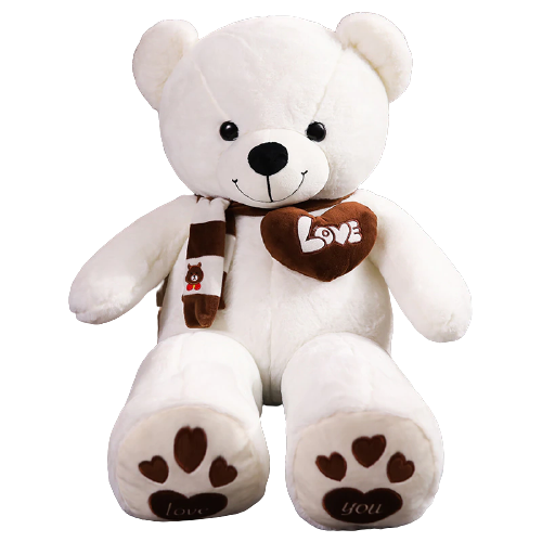 Huge 100cm White Giant Teddy Bear Toys Stuffed Animals Soft Plush Cotton Scarf Bear Hold Pillow Doll-0