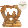 Herzförmige Krippe aus Olivenholz , 7 cm | Weihnachtsdeko & Geschenk für Advent und Weihnachten-0