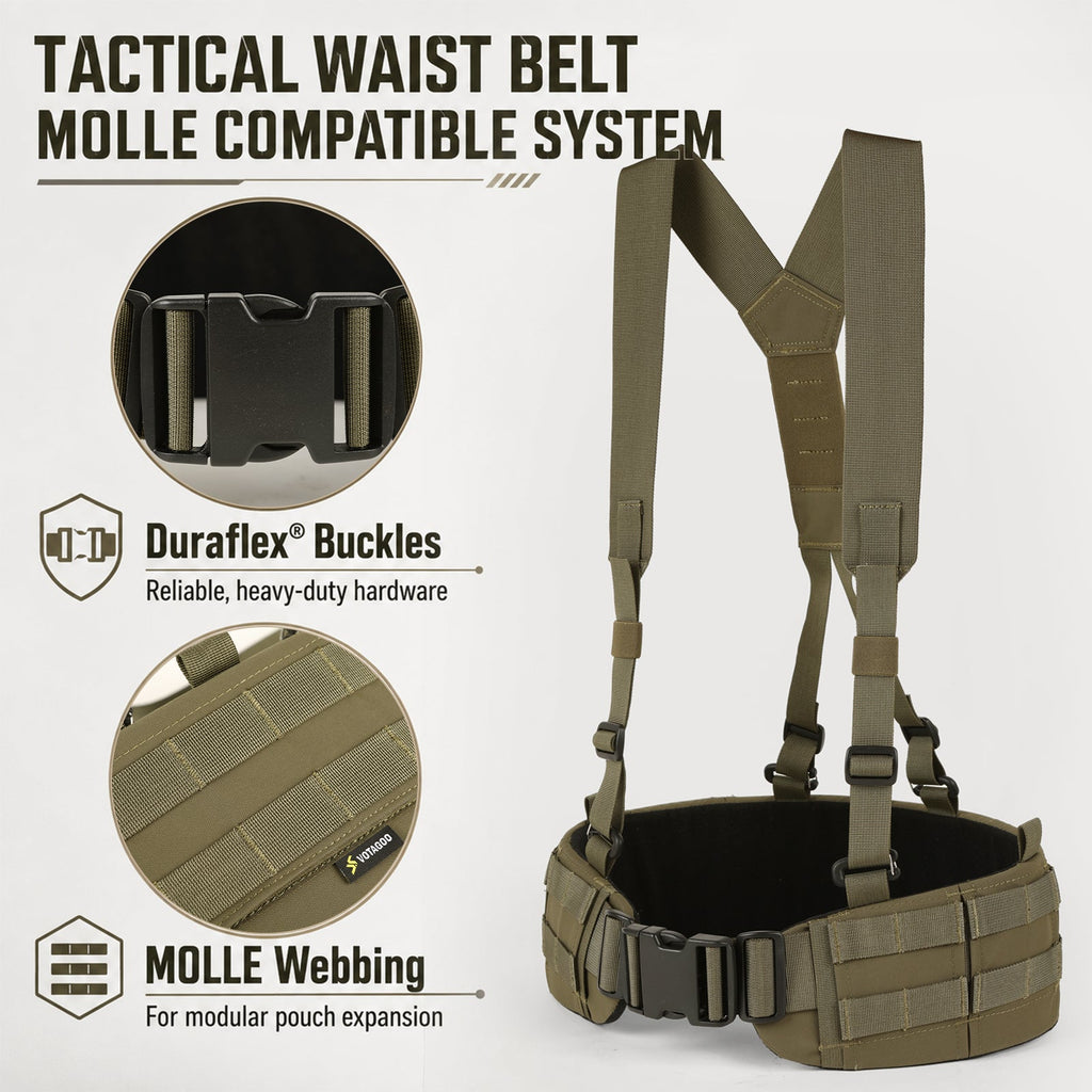 VOTAGOO® Tactical Battle Belt with Detachable Suspenders