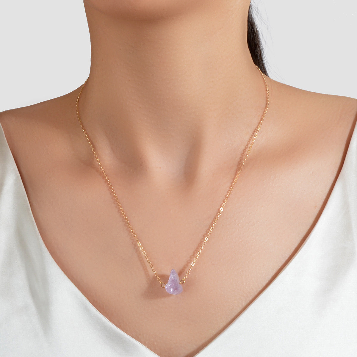 Boho Chic Jewelry Gold Chain Irregular Stone Pendant Necklace Women Accessories-0