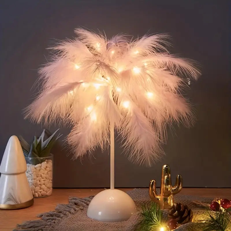 Feather Touch Table Lamp - Pink | Bedroom Interior Decor Light-2