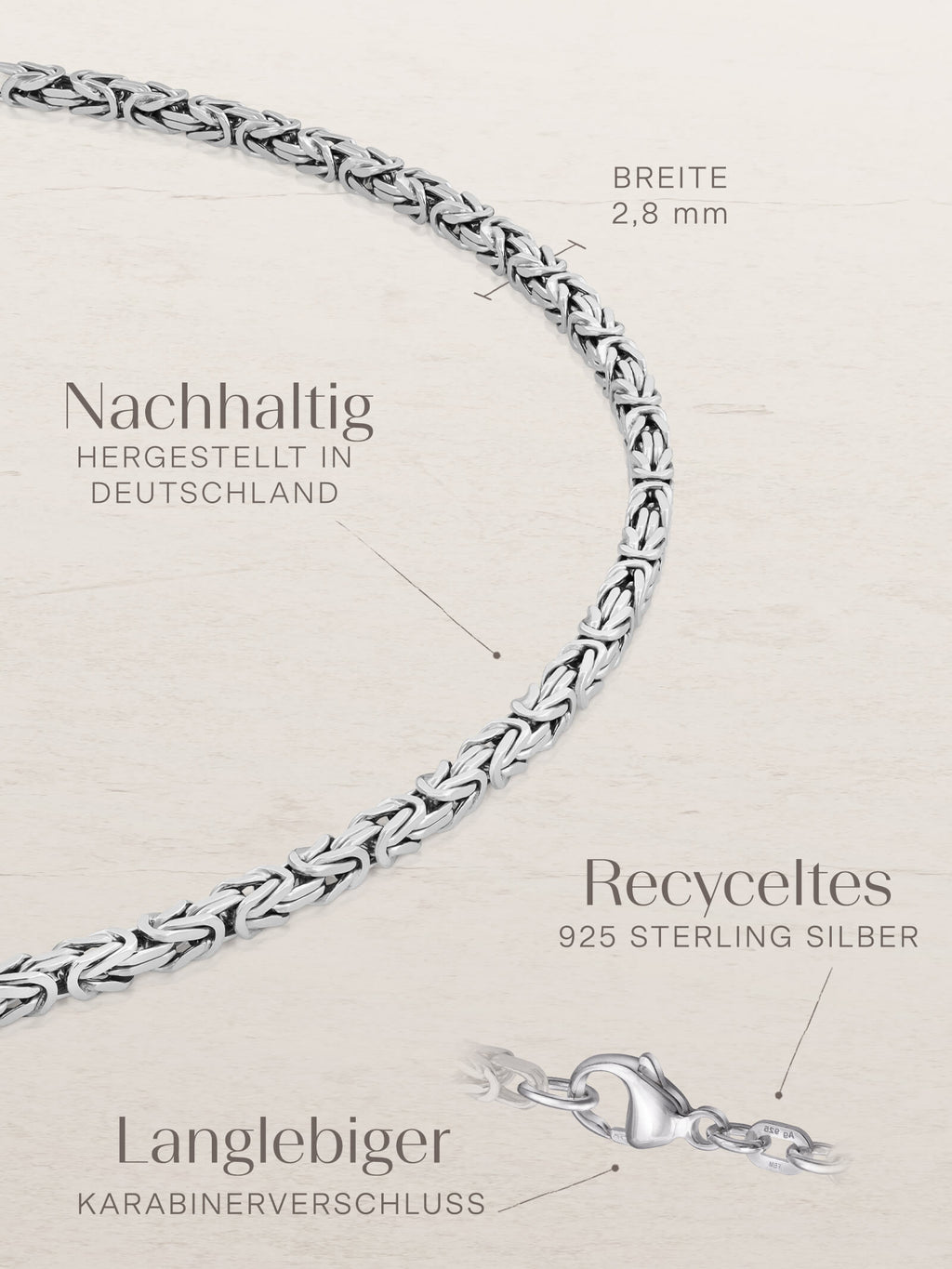 Armband Königskette 2,8 mm Silber