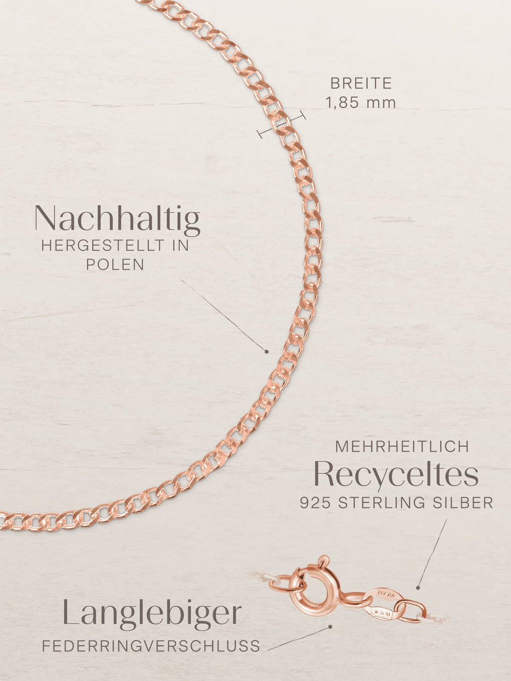 Armband Panzerkette ESSENTIAL Roségold Vergoldet