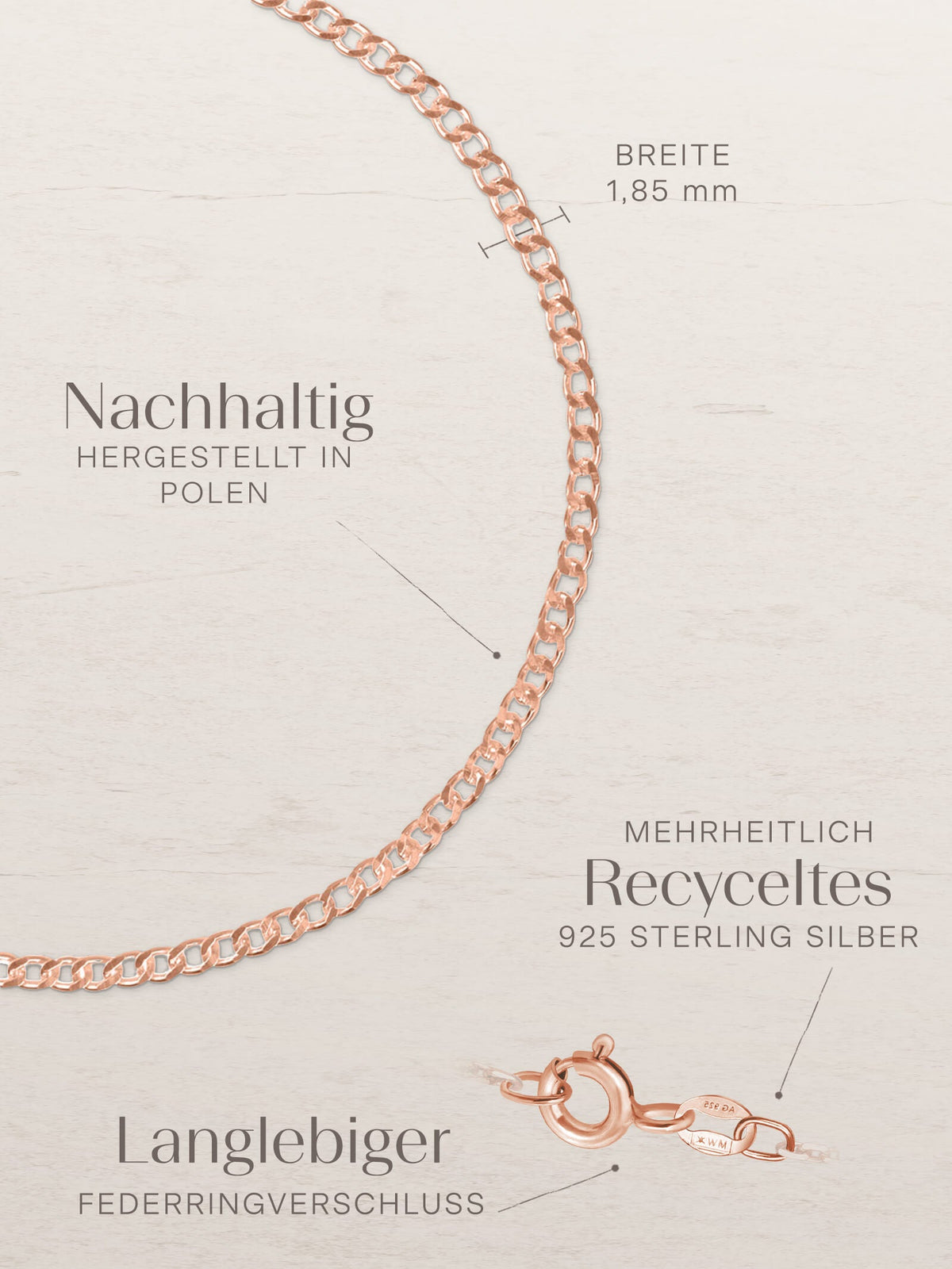 Armband Panzerkette ESSENTIAL Roségold Vergoldet