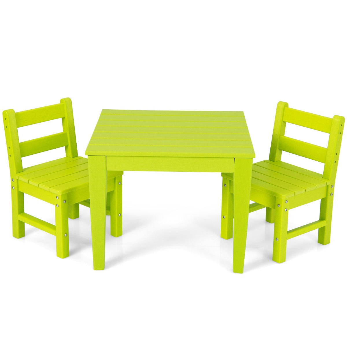 NNECW 3-Piece All-Weather Kids Table &amp; Chairs Set for Home &amp; Backyard-Green-1