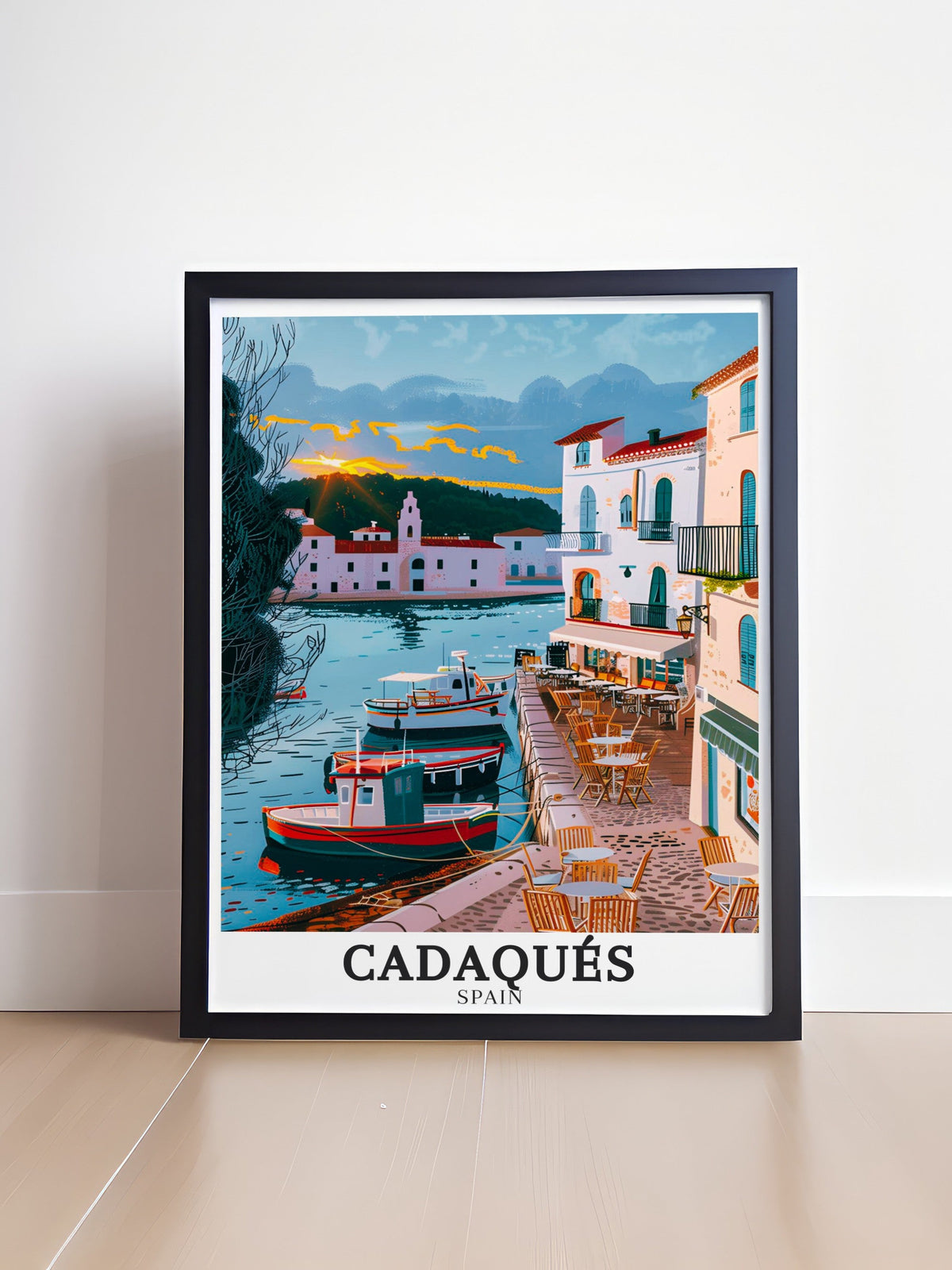 Cadaqués Print - Girona Wall Art - Mediterranean Framed Art - Mediterranean Vintage Poster-1