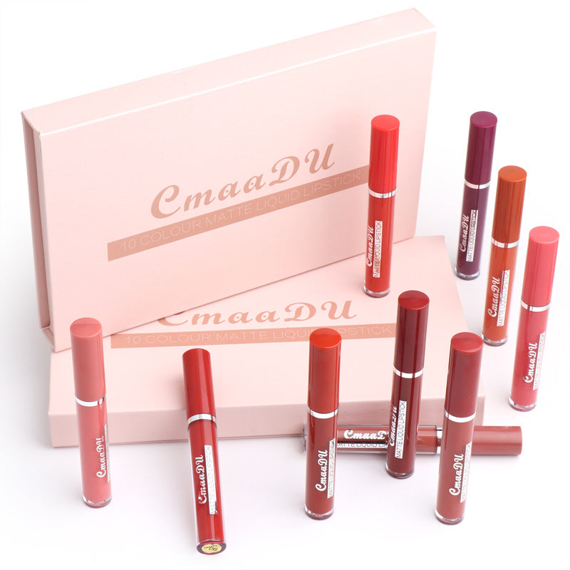 Women's Non-stick Cup Waterproof Matte Lipstick Long-Lasting Lip Care Pack-2