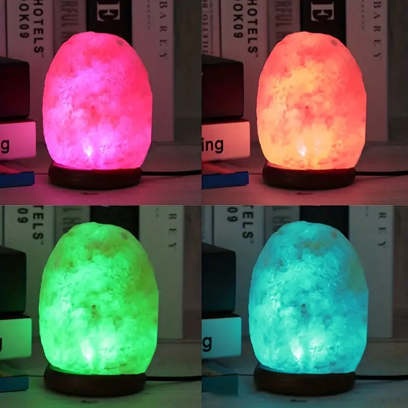 Harmony Glow Himalayan Crystal Salt Lamp - USB Powered, Color Changing LED Night Light White Stone-1