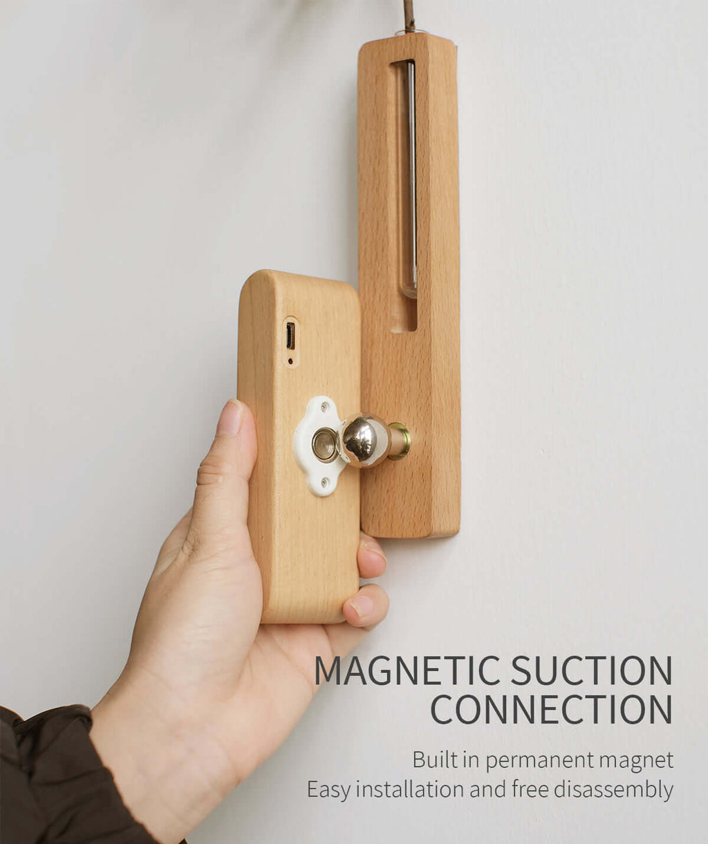 360 Degree Motion Sensor Solid Wood Vase Wall Light-1