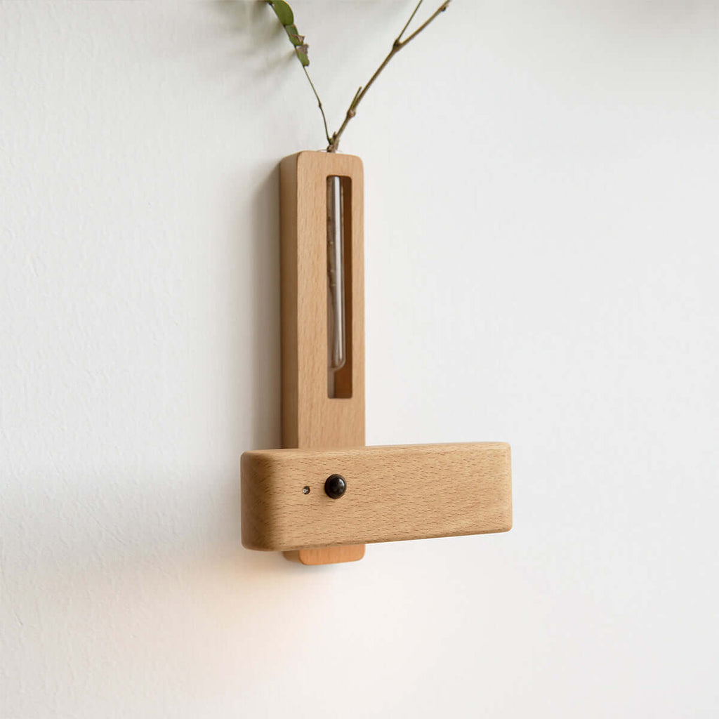 360 Degree Motion Sensor Solid Wood Vase Wall Light-0