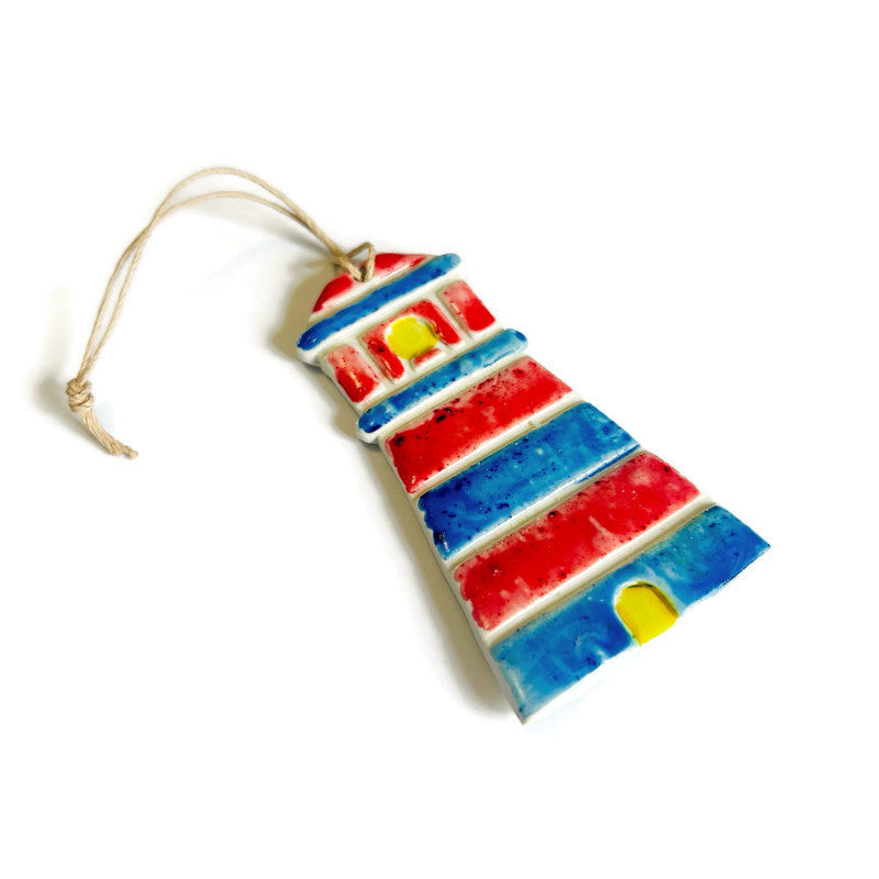 Painted Lighthouse Ornament Handmade-1