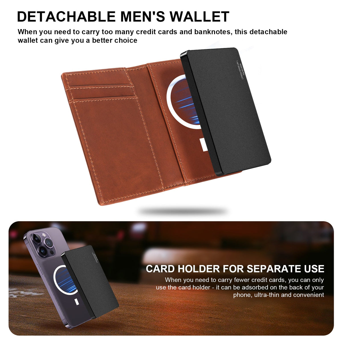 TOYFID Aluminum Alloy Wallet With Genuine Leather Cover Men's Billfolds-2