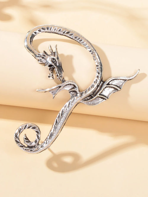 1 pc Punk Antique Gold Silver Flying Dragon Cartilage Ear Cuffs Crawler Earrings-1