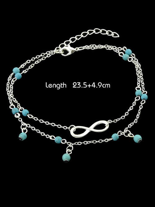 1 pc Double layer Chain Turquoise Infinity Anklet Barefoot Foot Beach Jewellery-1