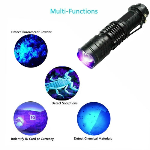 2 Pack UV Flashlight LED Handheld Blacklight Ultra Violet Flashlight