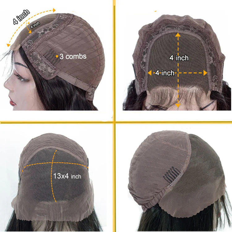 4x4 Lace Human Hair Wig Chocolate Brown Body Wave, Density-3