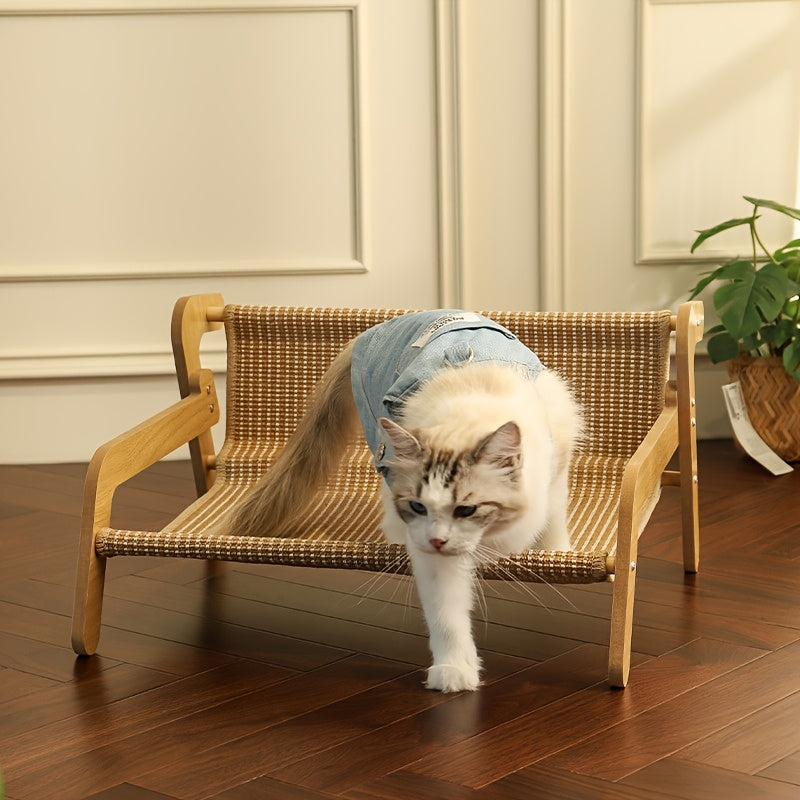 Cat Scratcher Hammock Linen Lounge Chair-2