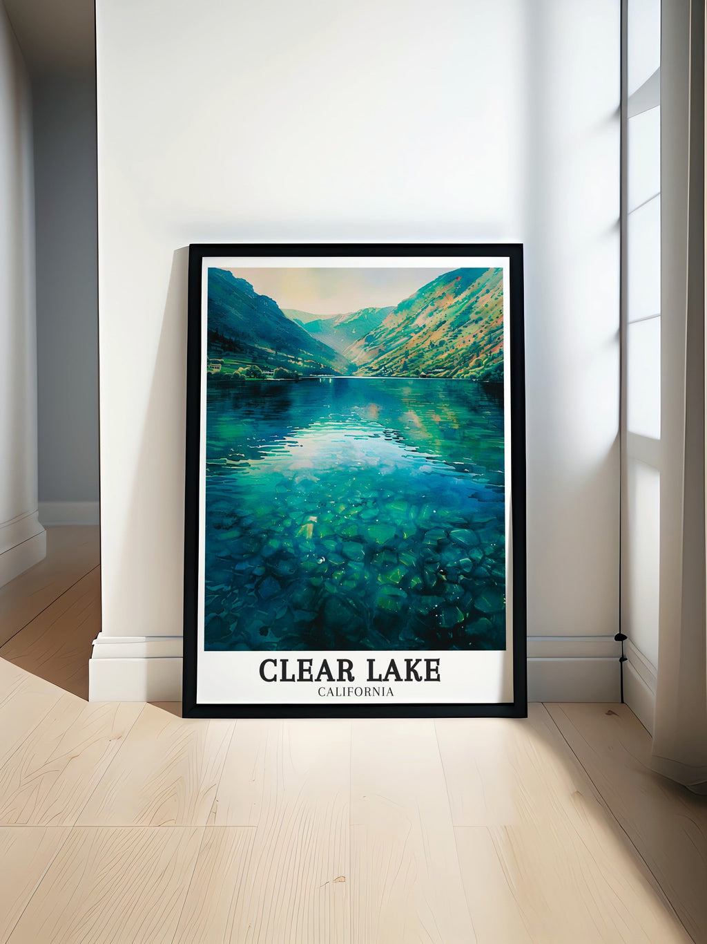 Clear Lake Print - Coast Ranges Wall Art - Lake County Framed Art - Clear Lake Vintage Poster-0