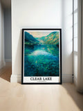 Clear Lake Print - Coast Ranges Wall Art - Lake County Framed Art - Clear Lake Vintage Poster-0