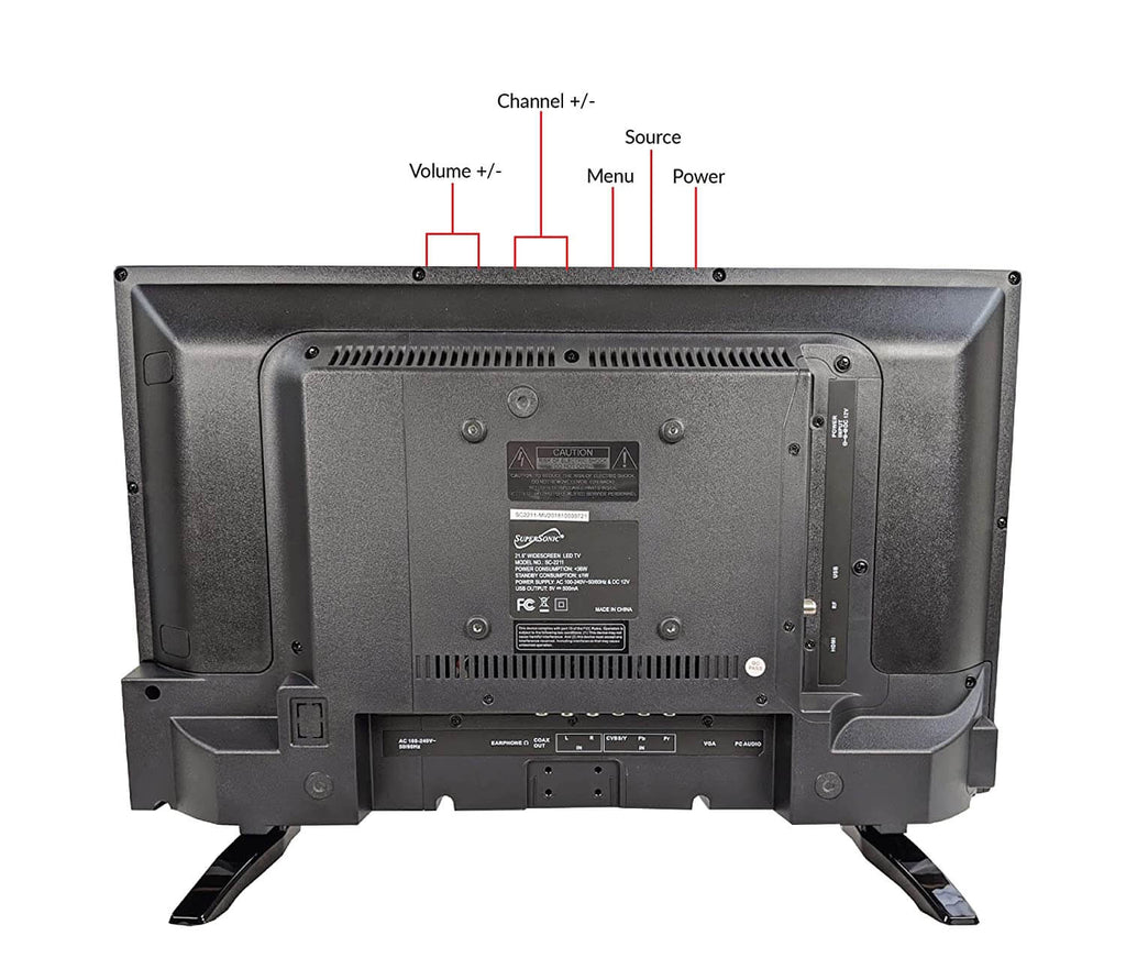 24" Supersonic 12 Volt AC/DC Widescreen LED HDTV with USB, SD Card Reader and HDMI-1