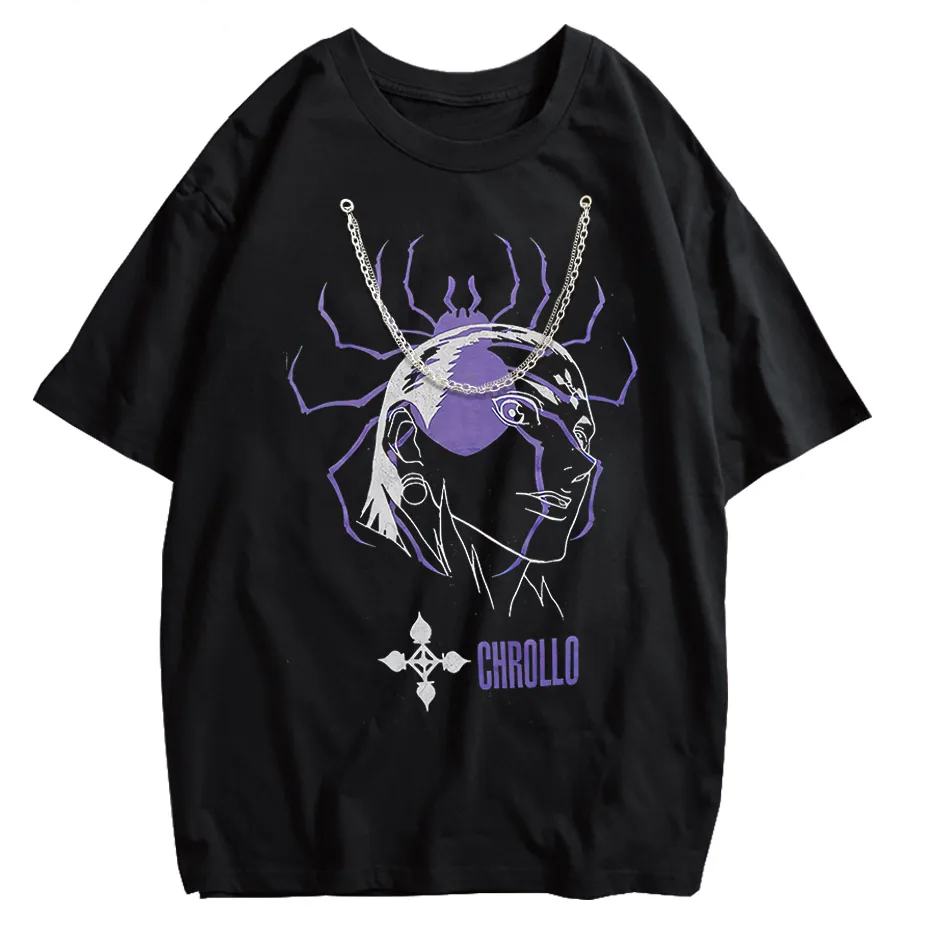 Vintage Washed Hunter x Hunter Chrollo Phantom Troupe Anime T-Shirt Men Harajuku Tee