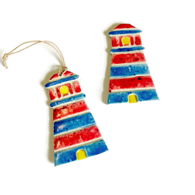 Painted Lighthouse Ornament Handmade-2