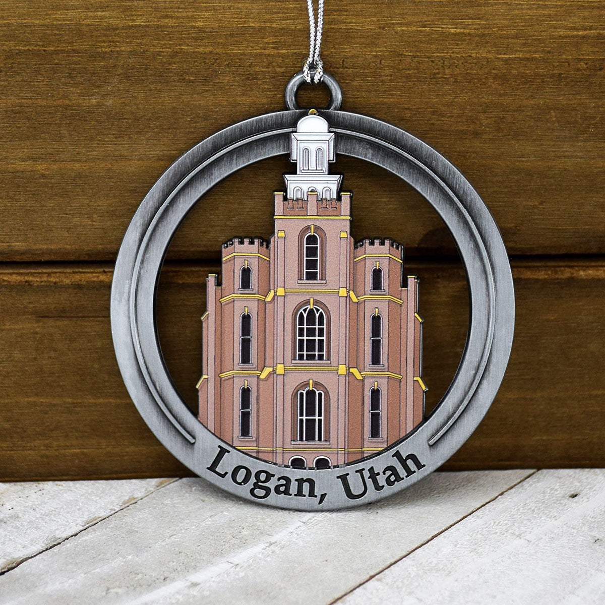 Logan Utah Temple Antique Silver With Colored Enamel Ornament by Ringmasters-0