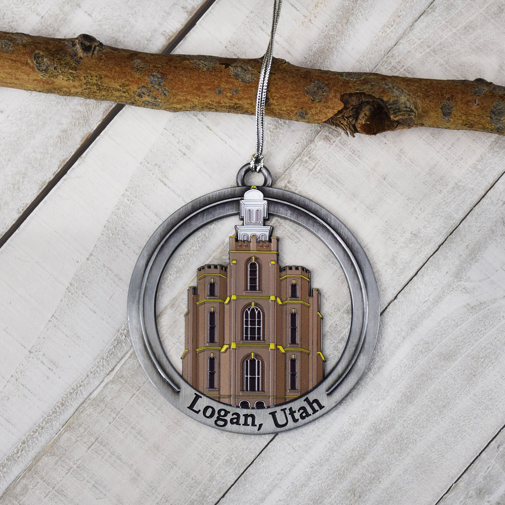 Logan Utah Temple Antique Silver With Colored Enamel Ornament by Ringmasters-4