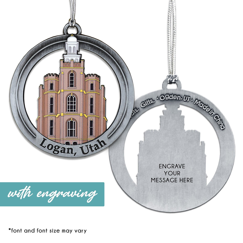 Logan Utah Temple Antique Silver With Colored Enamel Ornament by Ringmasters-1