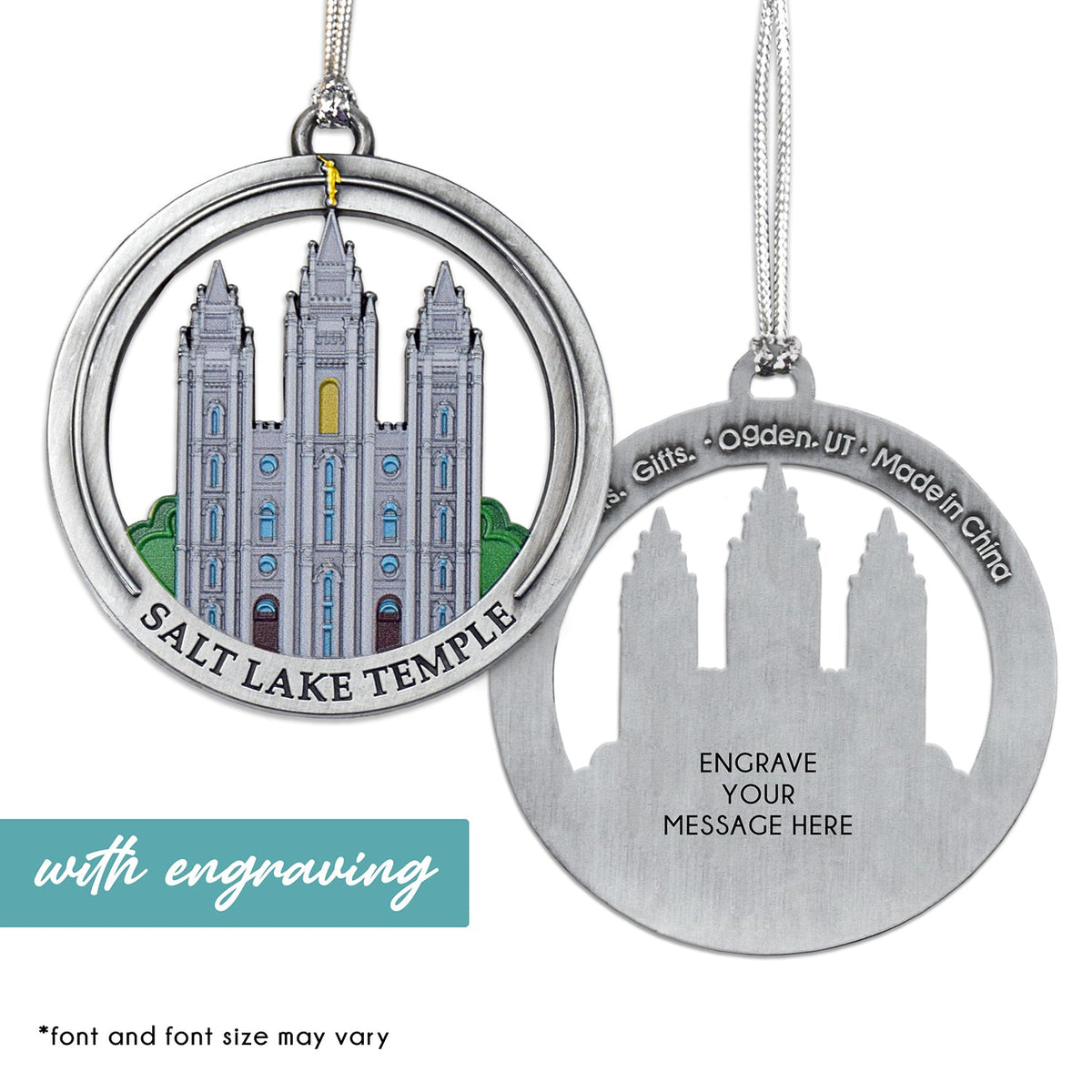Salt Lake Temple Enamel Colored Ornament-1