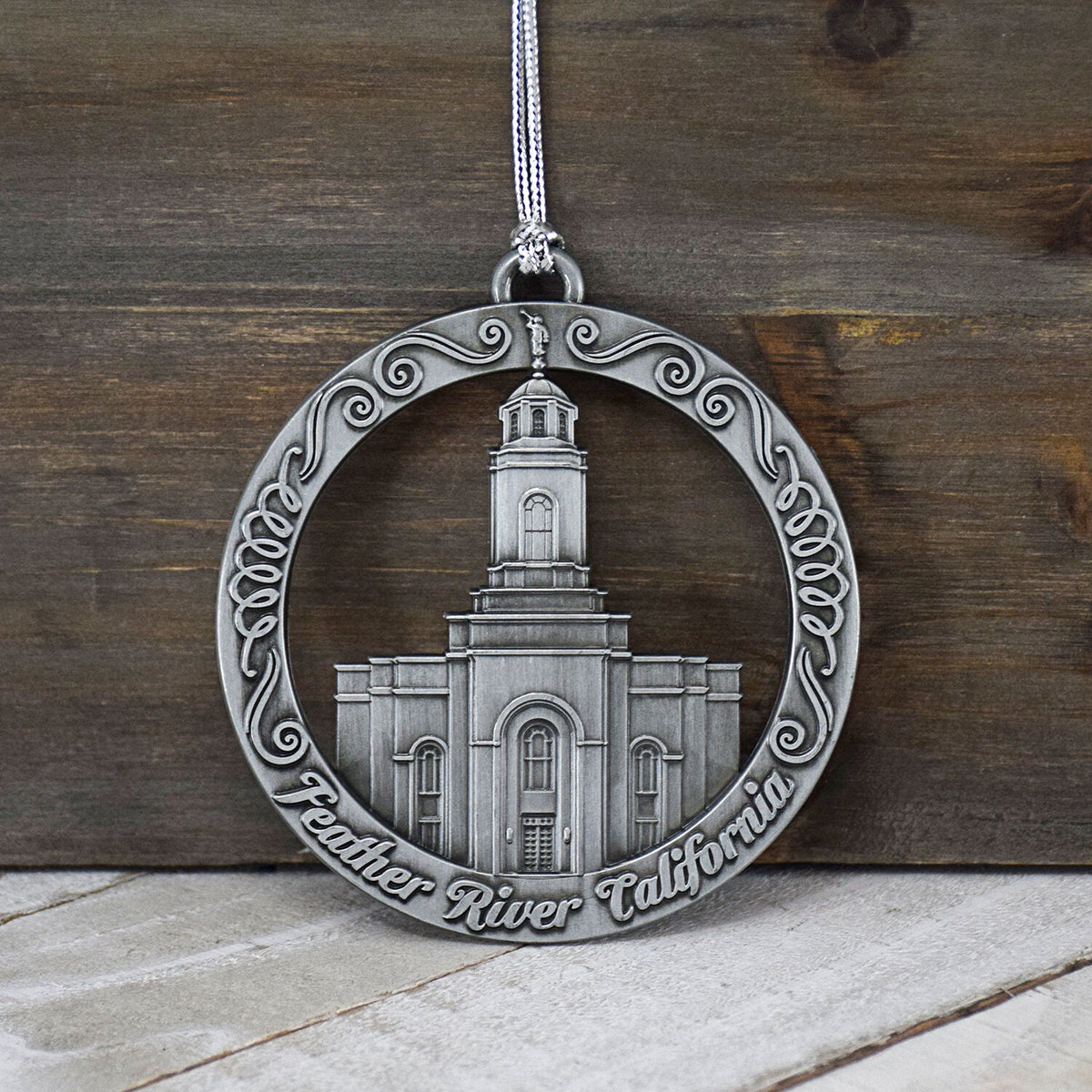 Feather River CaliforniaTemple Antique Silver Ornament-0