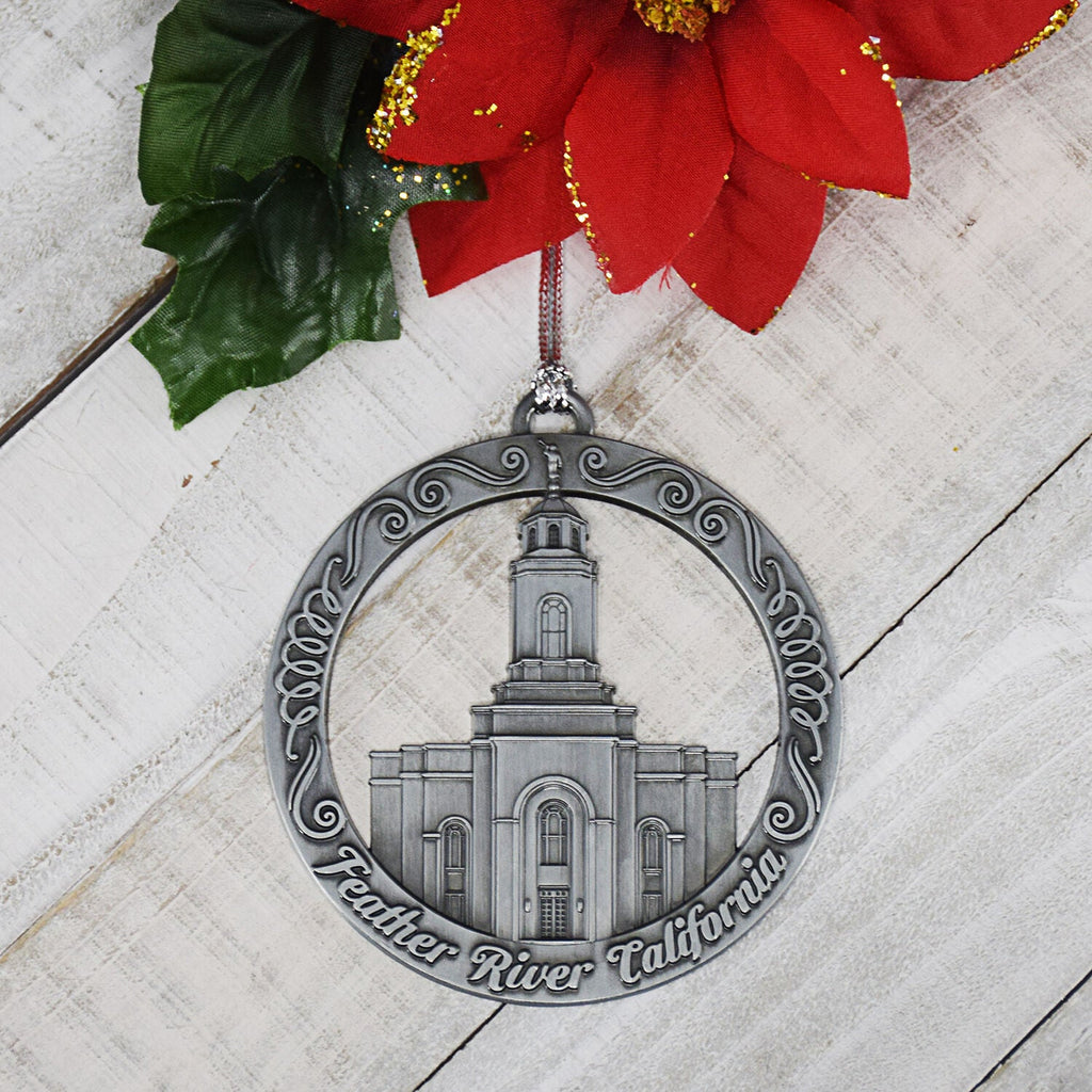 Feather River CaliforniaTemple Antique Silver Ornament-2
