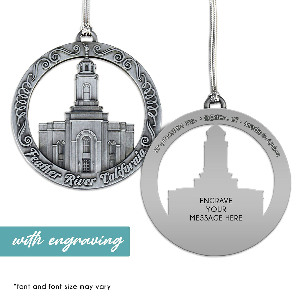 Feather River CaliforniaTemple Antique Silver Ornament-1