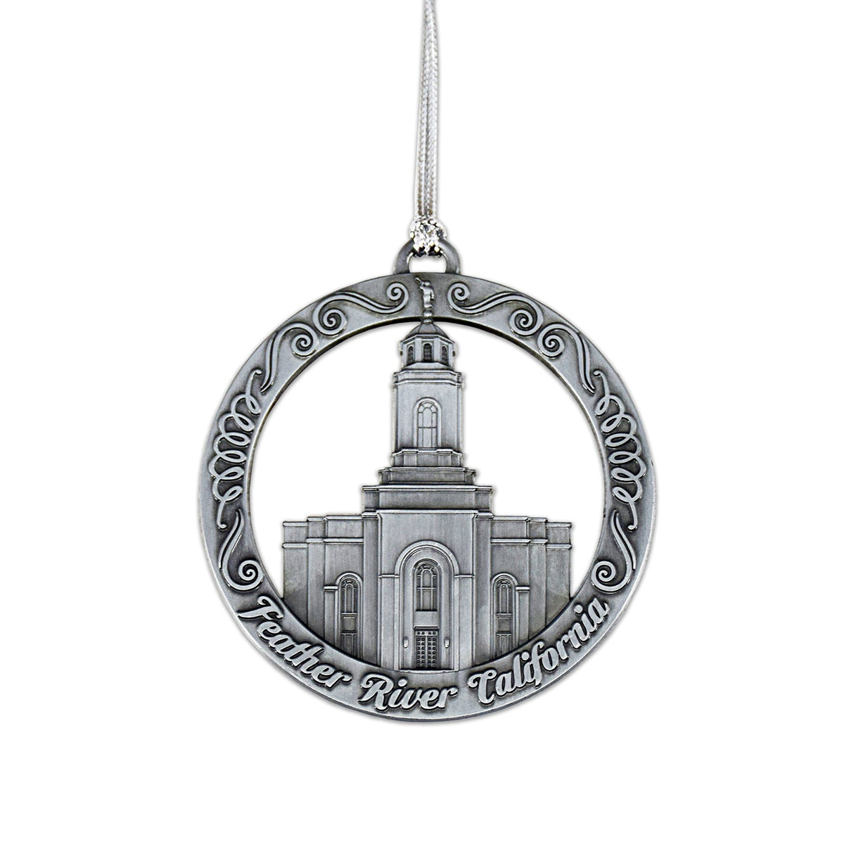 Feather River CaliforniaTemple Antique Silver Ornament-4