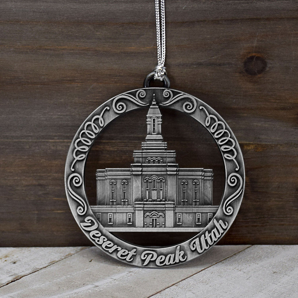 Deseret Peaks Utah Temple Antique Silver Ornament-4