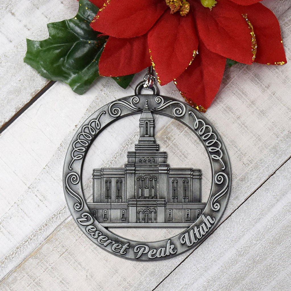 Deseret Peaks Utah Temple Antique Silver Ornament-2