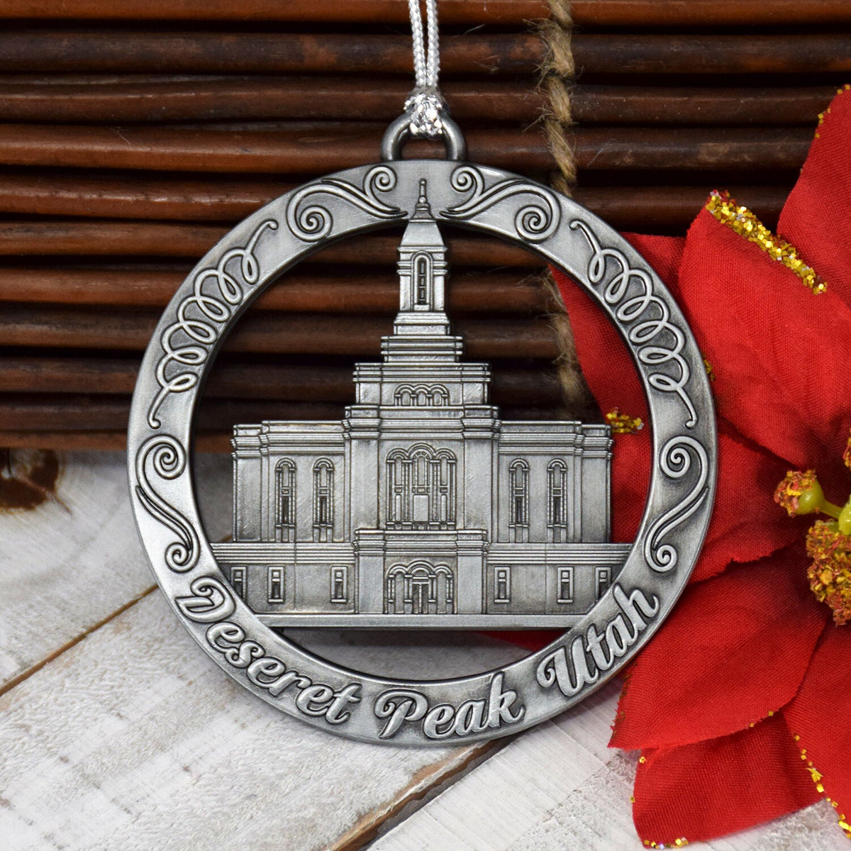 Deseret Peaks Utah Temple Antique Silver Ornament-0