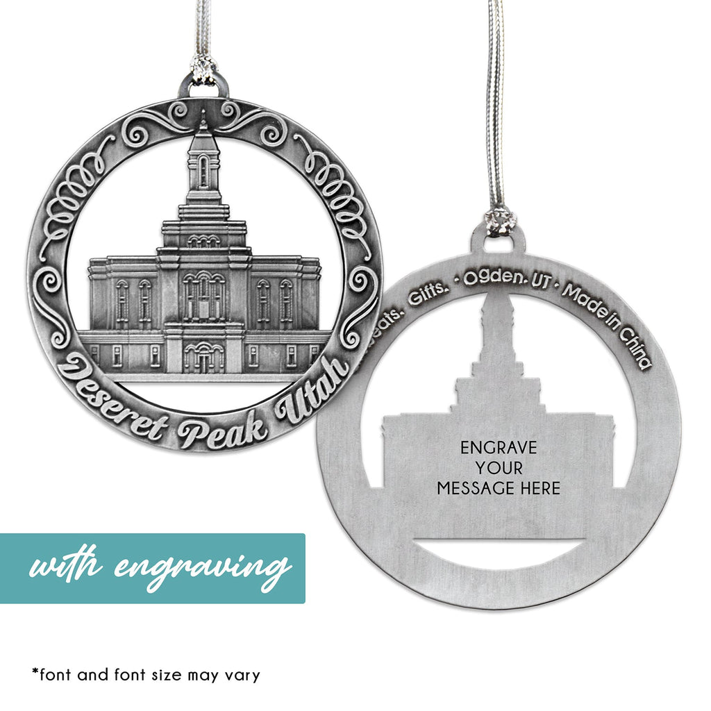 Deseret Peaks Utah Temple Antique Silver Ornament-1