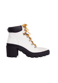 Vriesea White Leather Hiker Boots – 9cm Block Heel