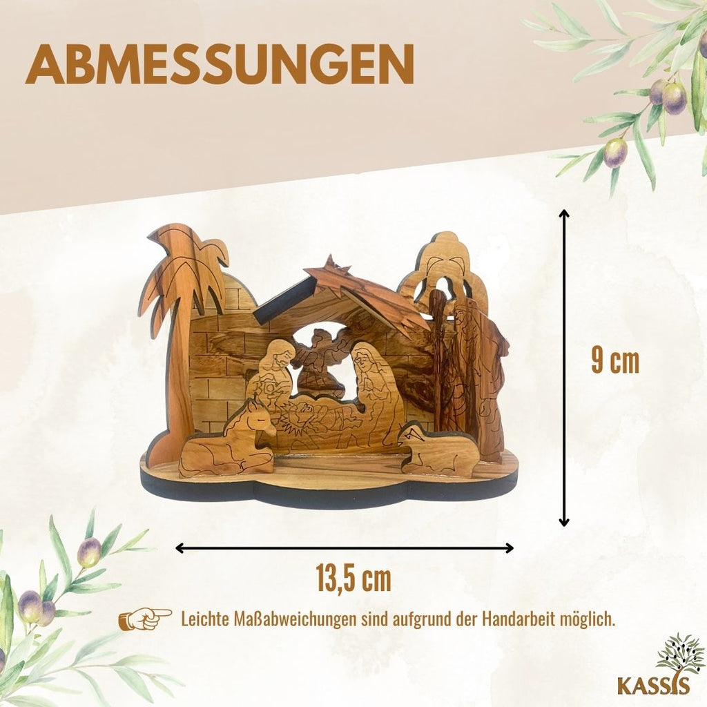 Krippe aus Olivenholz , 9 cm | Weihnachtsdeko & Geschenk für Advent und Weihnachten-2