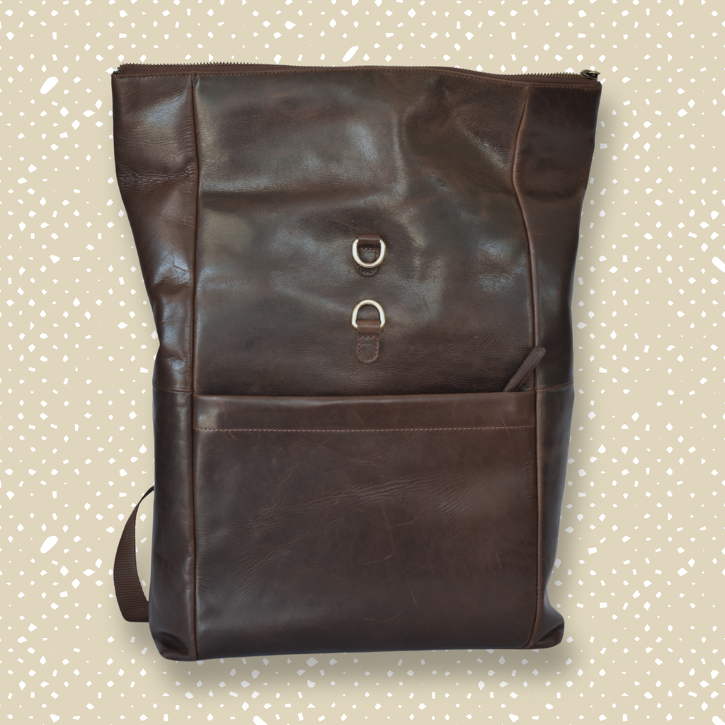 Mochila de Cuero Roll-Top Marrón Oscuro – Para Portátiles – IULIUS-4