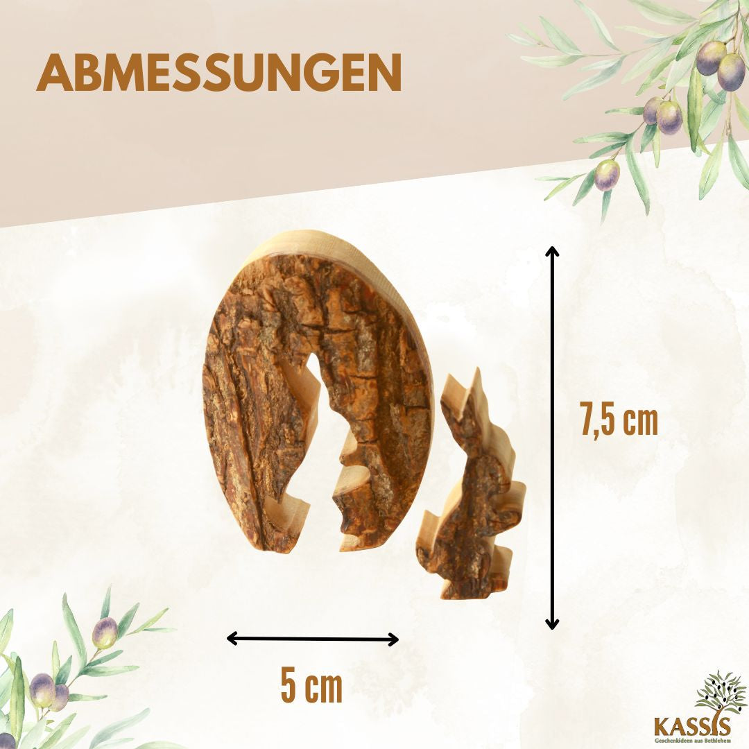 Osterhase im Ei aus Olivenholz mit Rinde | Liebevolle Tischdeko & Osterdeko für Frühling und Ostern-2